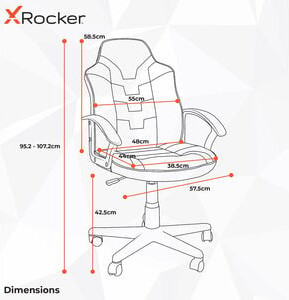 X Rocker - Gaming Stol - Juniorteen - Mid-Back - Sort Rød