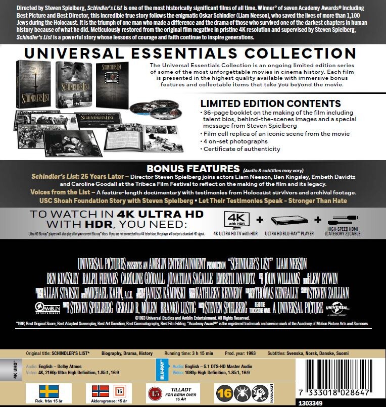 Schindler S List - 30Th Anniversary Limited Edition