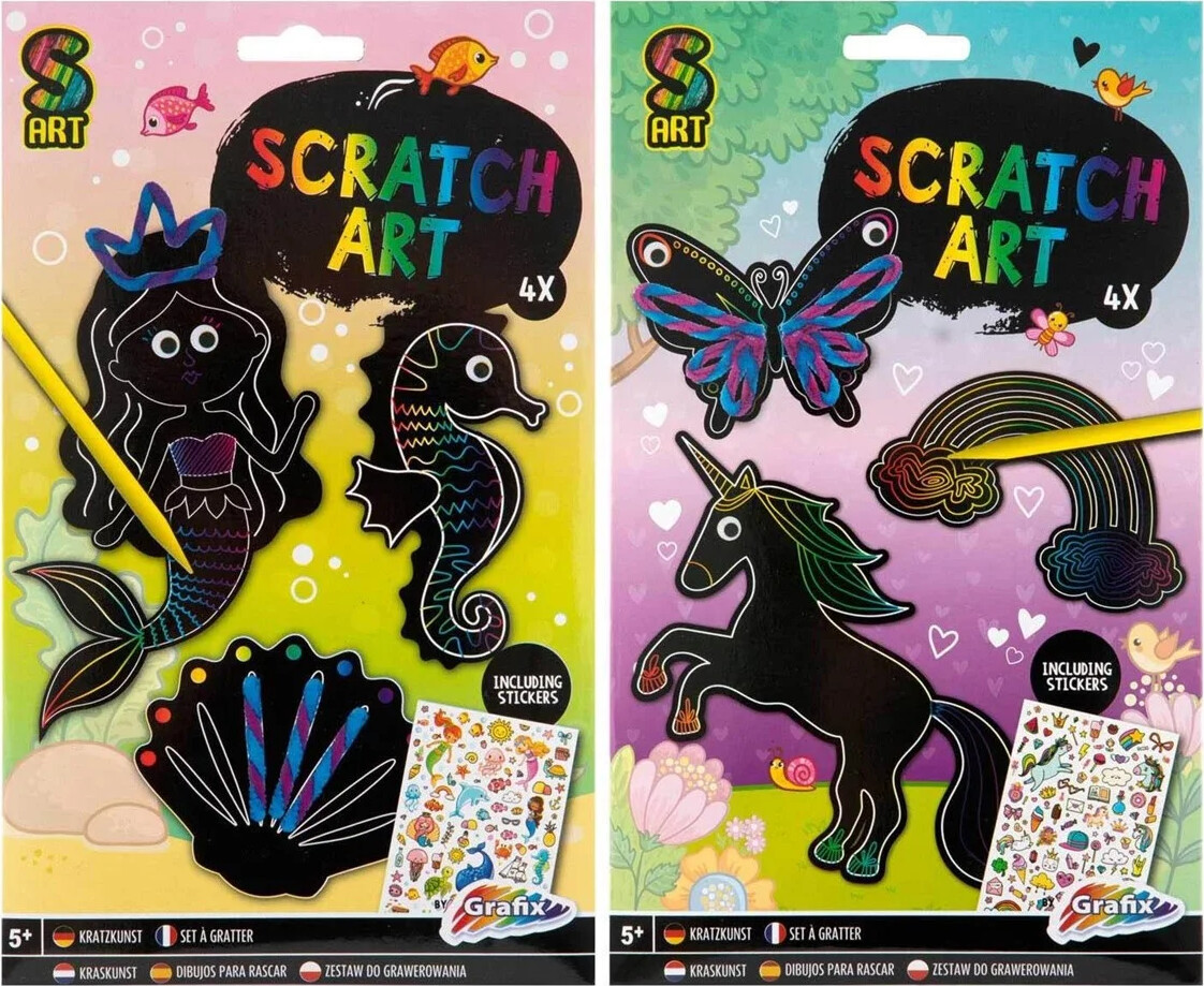 Skrabebilleder Til Børn - Inkl Klistermærker - 4 Stk - Assorteret