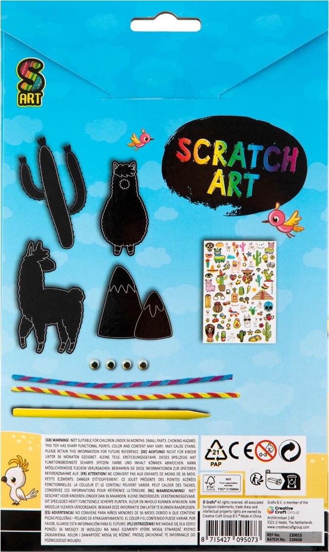 Scratch Art - Lama Og Kactus - Inkluderer Klistermærker