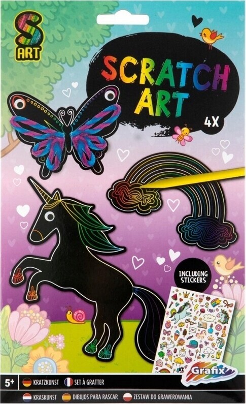 Grafix - Scratch Art Sæt Inkl Stickers - Assorteret