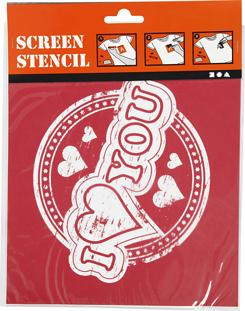 Screen Stencil - I Love You - 20X22 Cm - 1 Ark