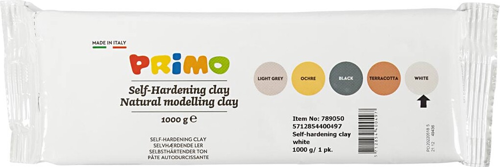 Primo Ler - Selvhærdende Ler - Hvid - 12X1000 G