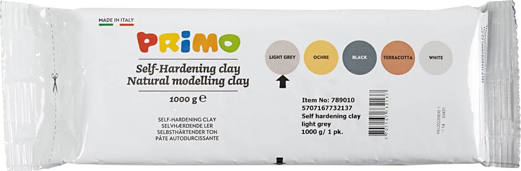 Primo Ler - Selvhærdende Ler - Lys Grå - 1000 G