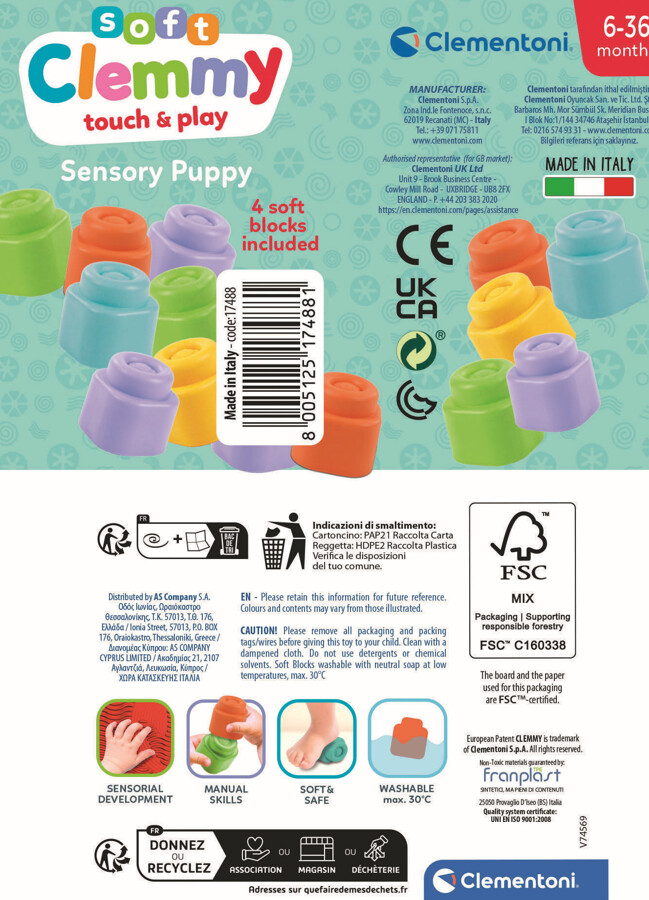 Clementoni - Soft Clemmy - Hundehvalp Med 4 Bløde Klodser