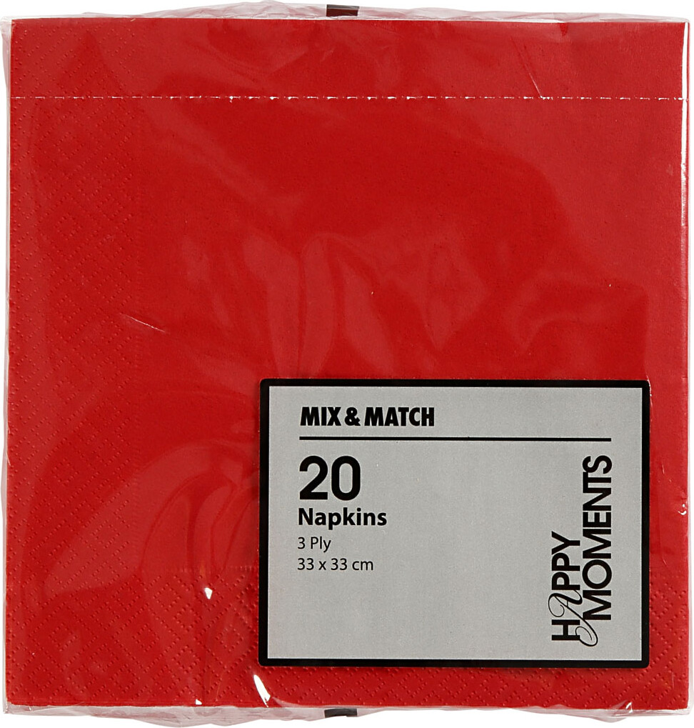 Servietter - Rød - 20 Stk