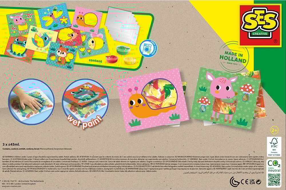 Ses Creative Eco - Fingermaling På Kort - 3 Farver