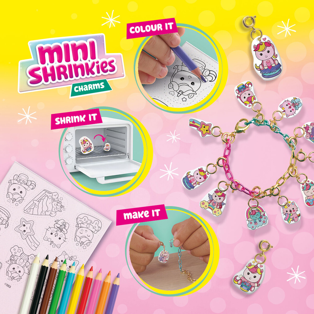 Ses Creative - Krympeplast - Mini Shrinkies - Søde Enhjørninger