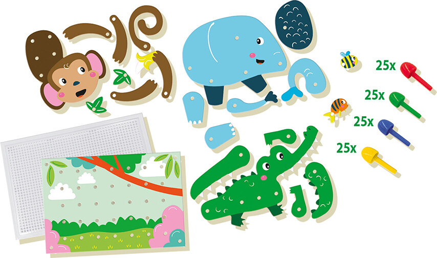 Ses Creative - Stiftmosaik Med Bevægelige Dyr