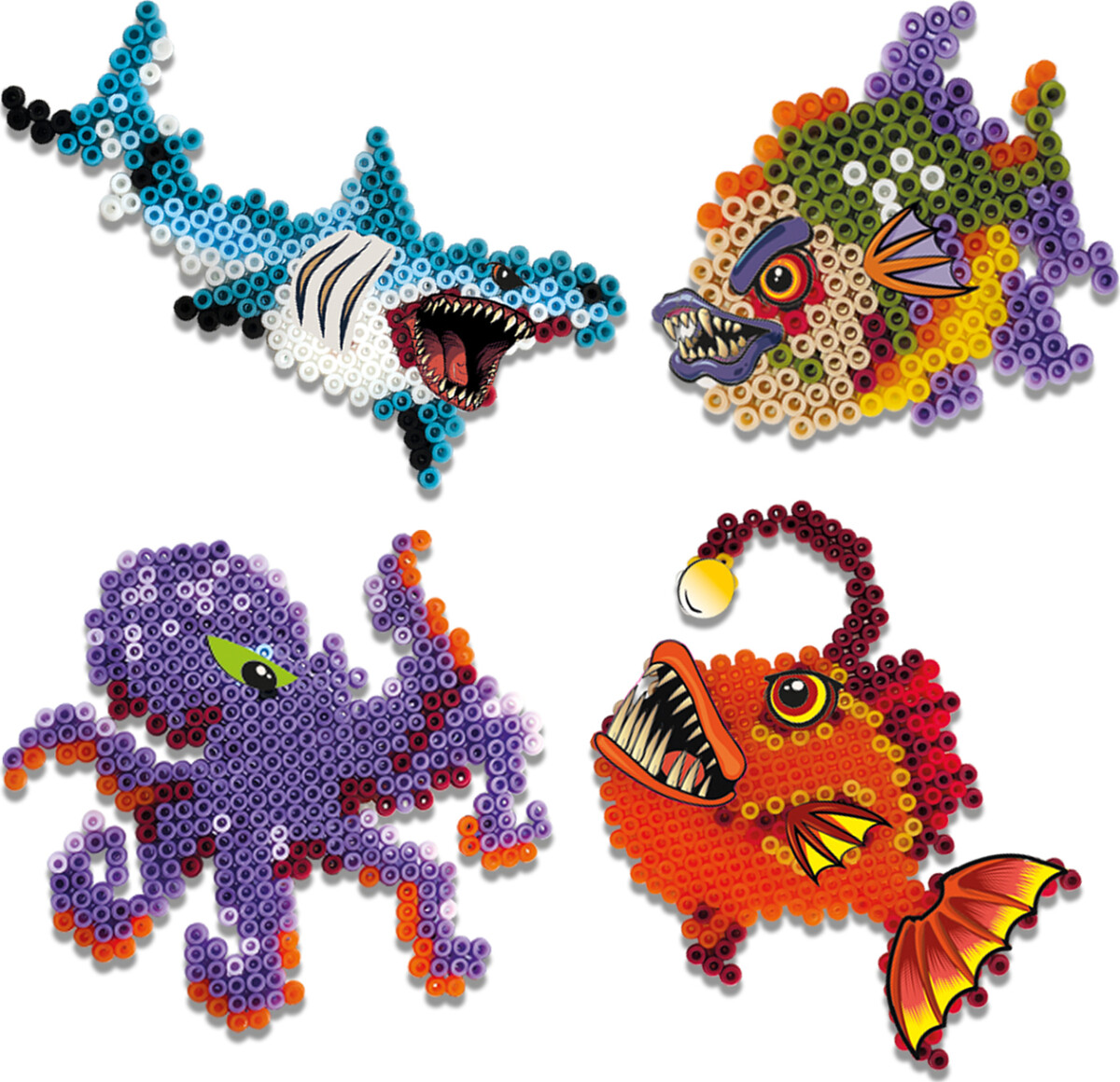 Perler Og Perleplade Sæt - Havets Skrækdyr - Ses Creative - Beedz