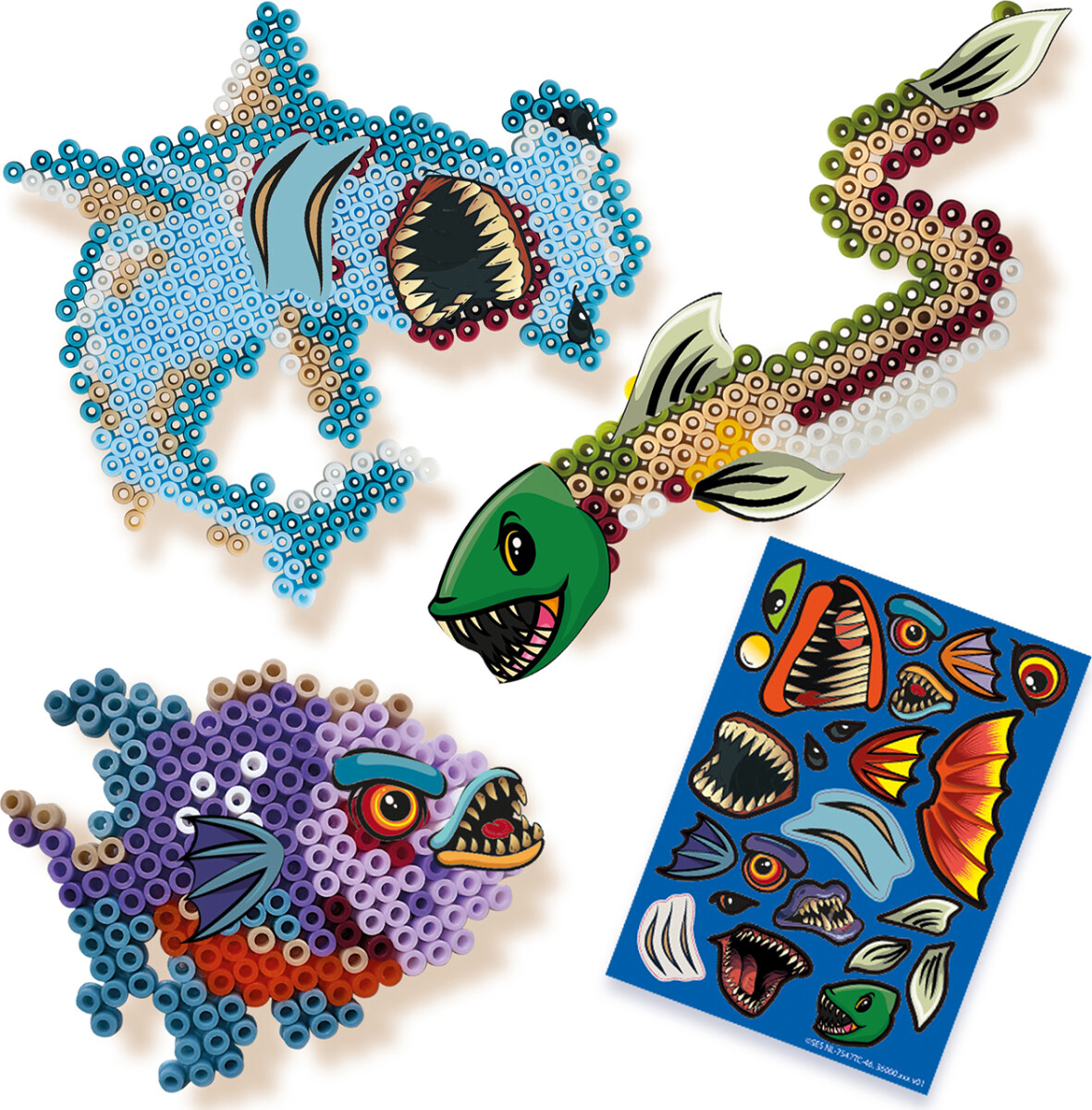 Perler Og Perleplade Sæt - Havets Skrækdyr - Ses Creative - Beedz