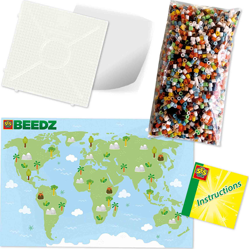 Perler Og Perleplade Sæt - Verdens Dyr - Ses Creative - Beedz