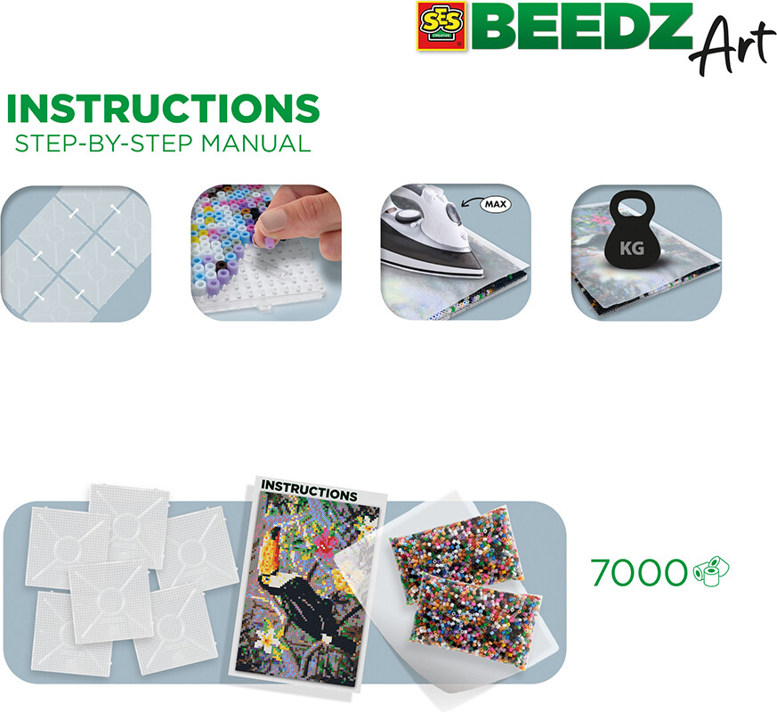 Perler Og Perleplader Sæt - Tukan - Ses Creative - Beedz Art