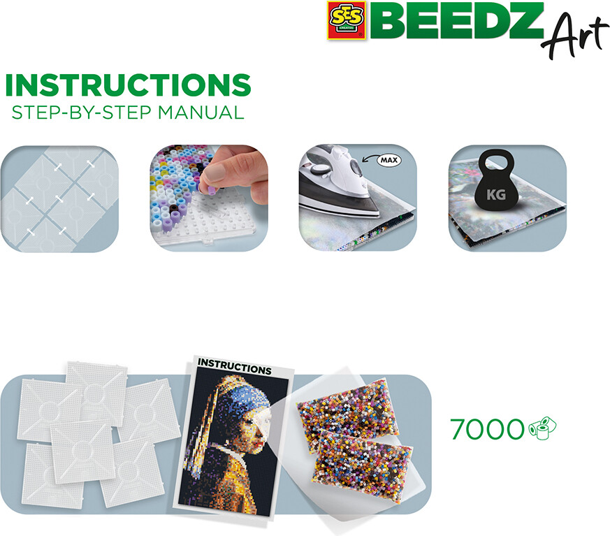 Perler Og Perleplader Sæt - Vermeer Pigen Med Perleøreringen - Bedez Art