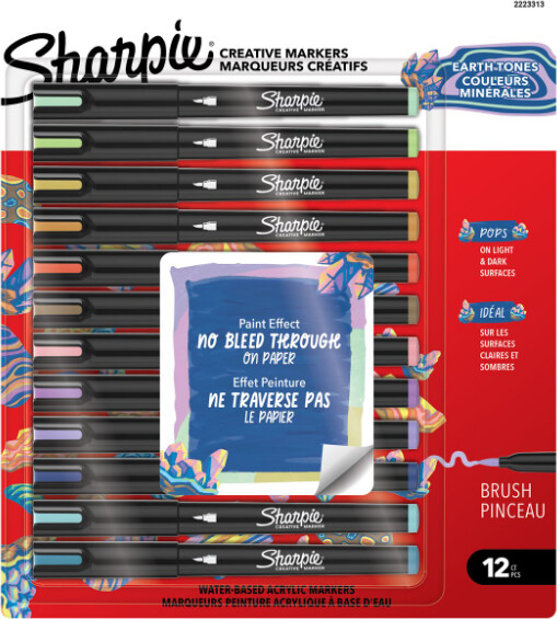 Sharpie - Creative Akryl 12 Blister - Earth Tones - Penselspids