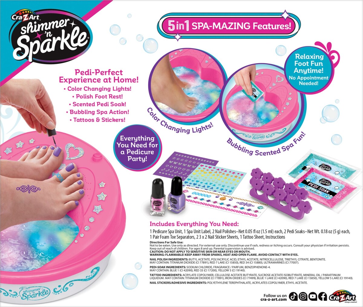 Shimmer N Sparkle - Super Spa Salon Sæt Til Børn 5 In 1 Light Up