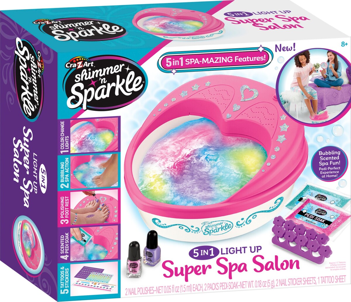 Shimmer N Sparkle - Super Spa Salon Sæt Til Børn 5 In 1 Light Up