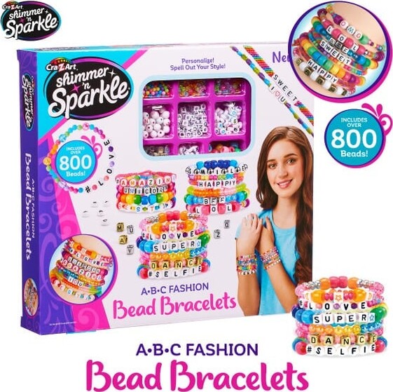 Shimmer N Sparkle - Bogstav Perler Til Armbånd - Diy Sæt Til Børn