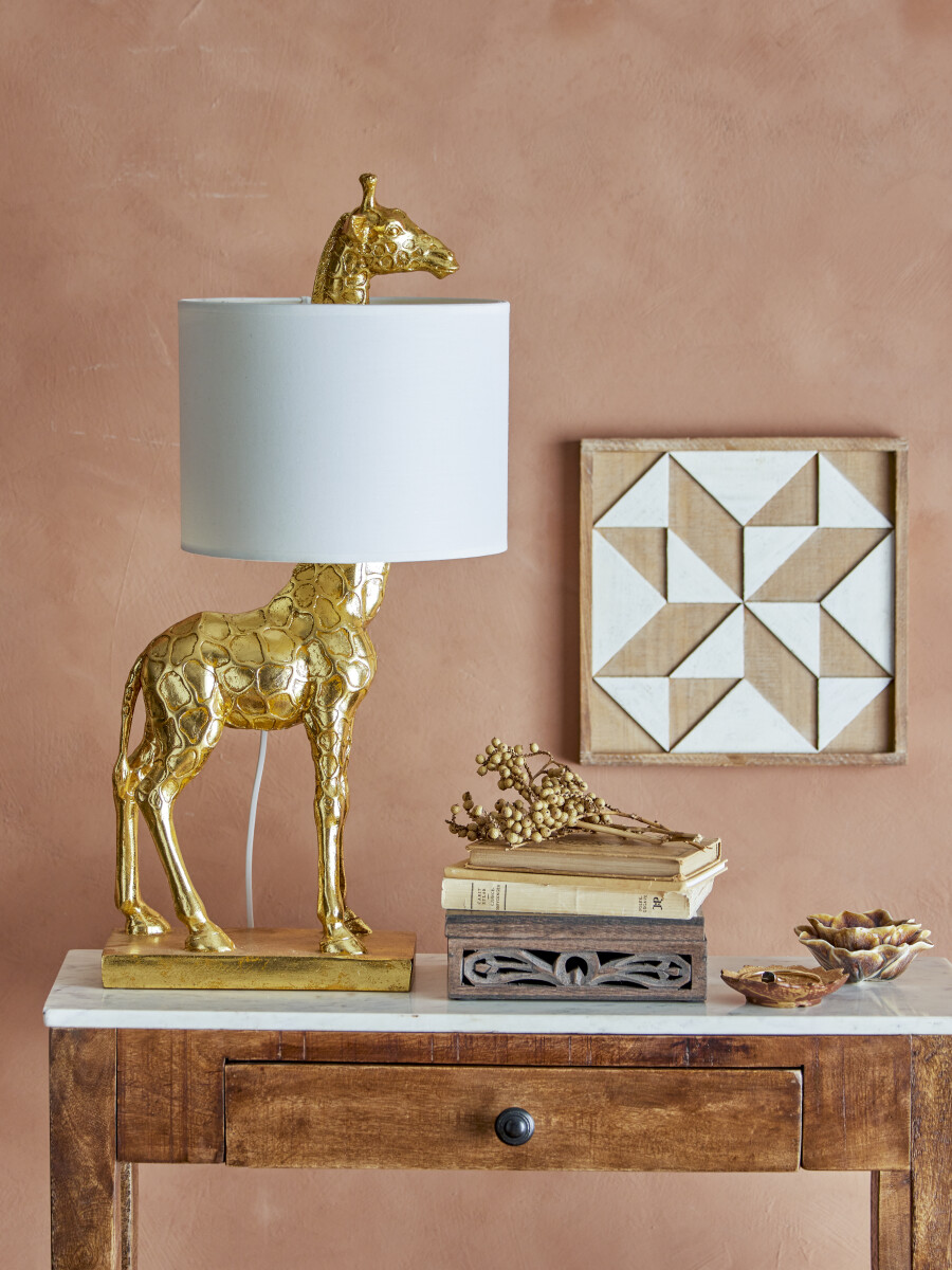 Creative Collection - Silas Bordlampe Med Skærm - Guld - Polyresin