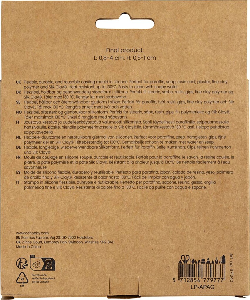 Silikoneform - Roser - H 0 5-1 Cm - L 0 8-4 Cm - 1 Stk