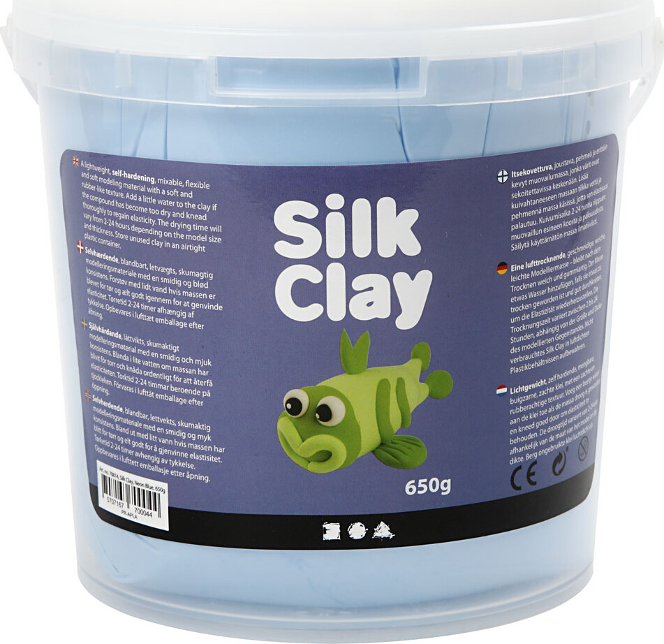 Silk Clay - Neon Blå -Modellervoks I Spand - 650 G