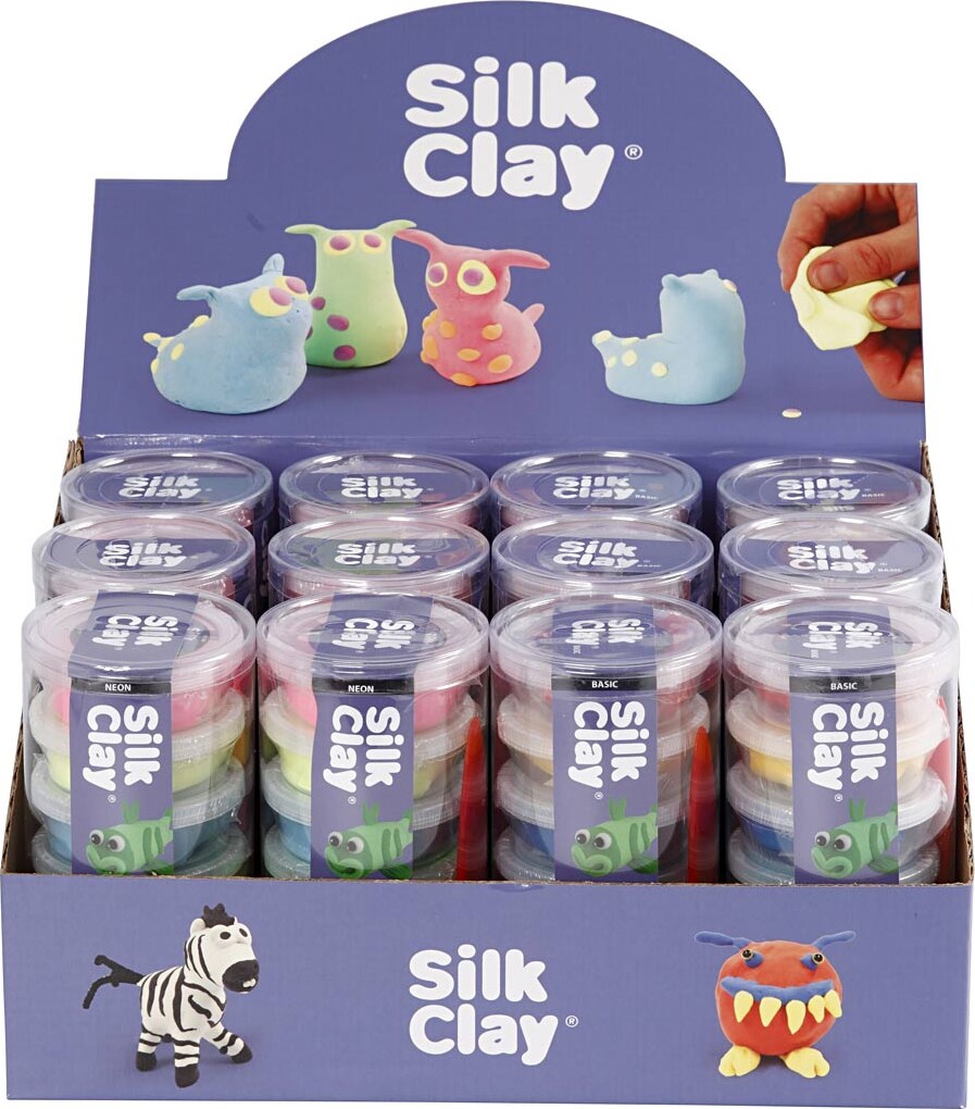 Silk Clay - Neonfarver - Standardfarver - 12 Sæt