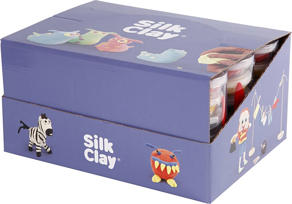 Silk Clay - Neonfarver - Standardfarver - 12 Sæt