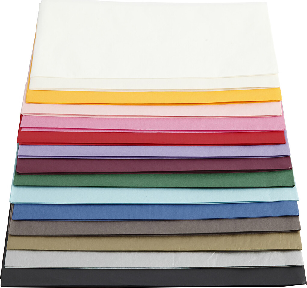 Silkepapir - Farvet - 50X70 Cm - Forskellige Farver - 15X2 Ark