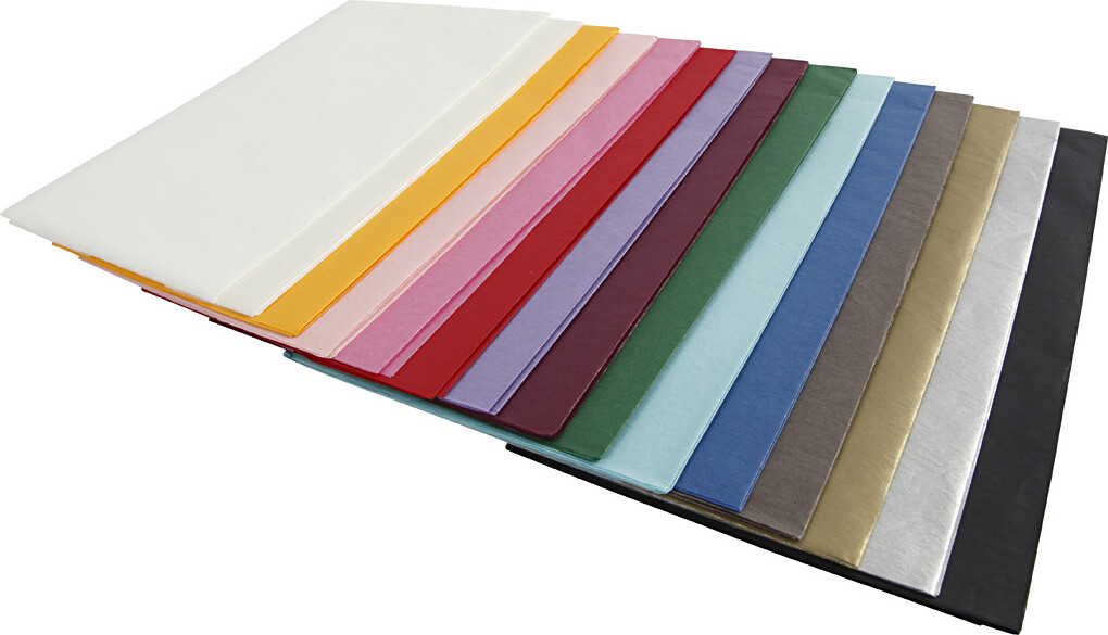Silkepapir - Farvet - 50X70 Cm - Forskellige Farver - 15X2 Ark