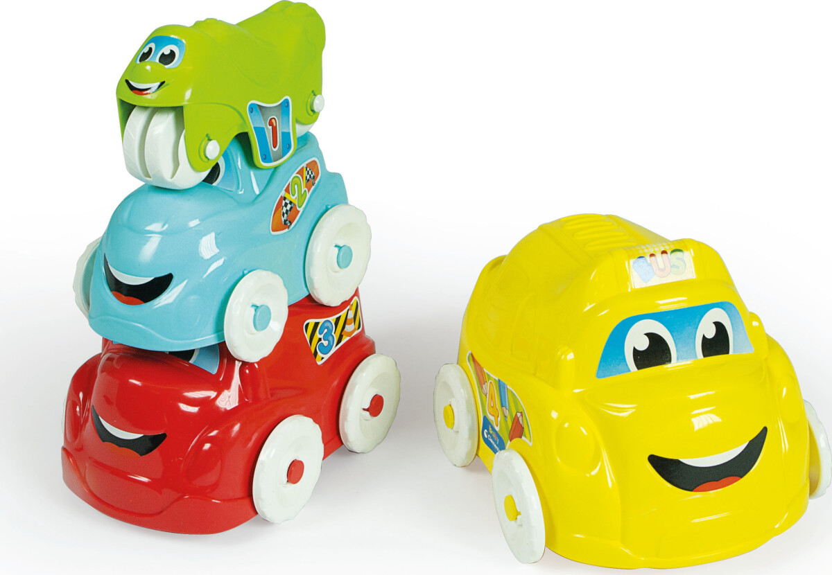 Clementoni - 2-I-1 Biler Og Stableklodser - Fun Vehicles