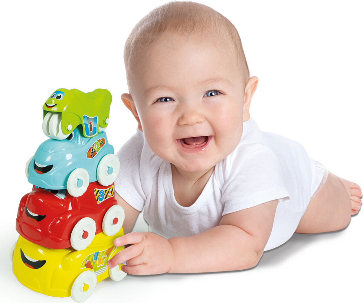 Clementoni - 2-I-1 Biler Og Stableklodser - Fun Vehicles