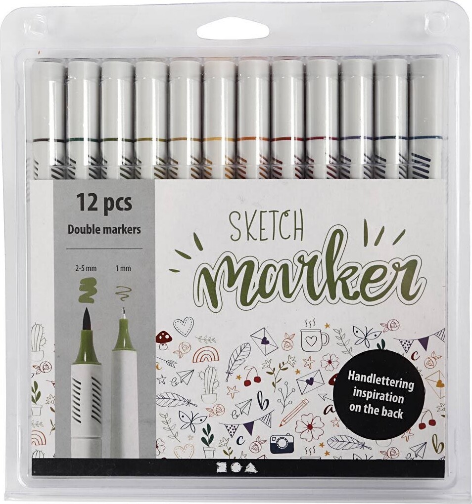 Sketch Marker - Dobbelt Tusser - 12 Stk