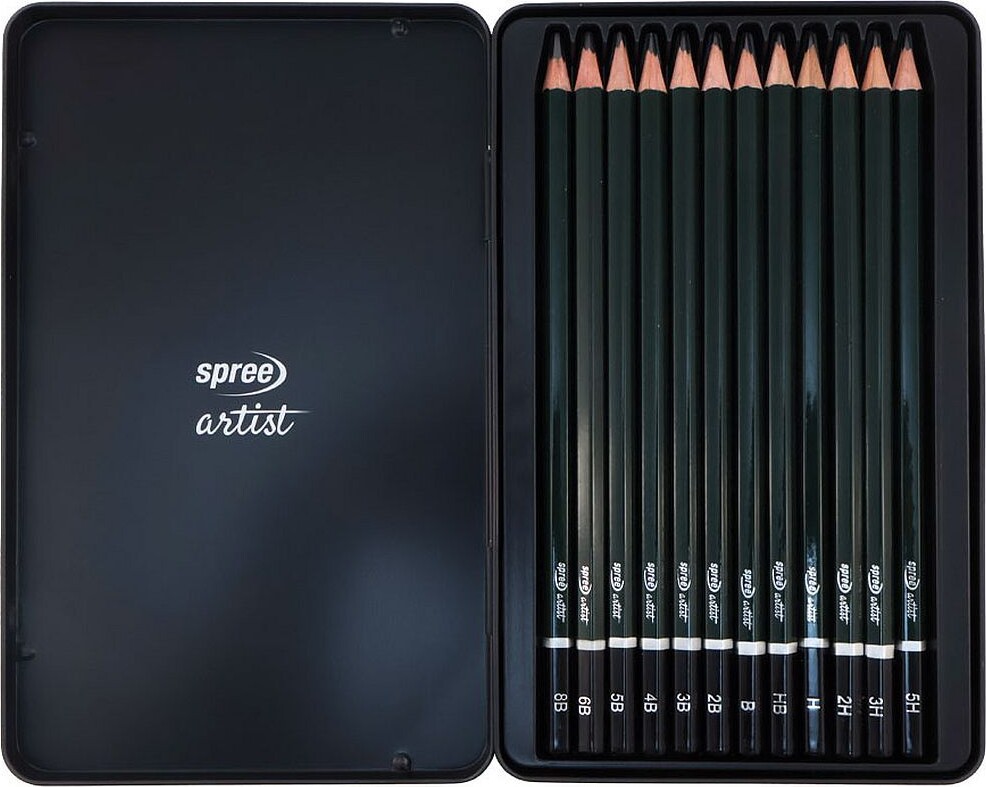Skitseblyanter - 12 Hårdheder 8B-5H - Spree