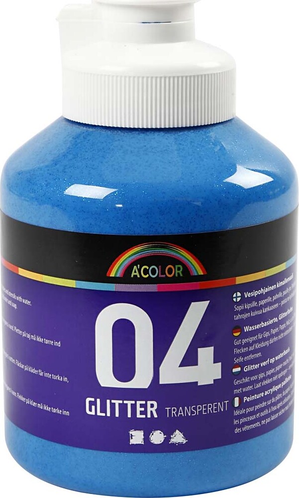 A-Color - Skole Akrylmaling - Glitter Sæt - 6X500 Ml