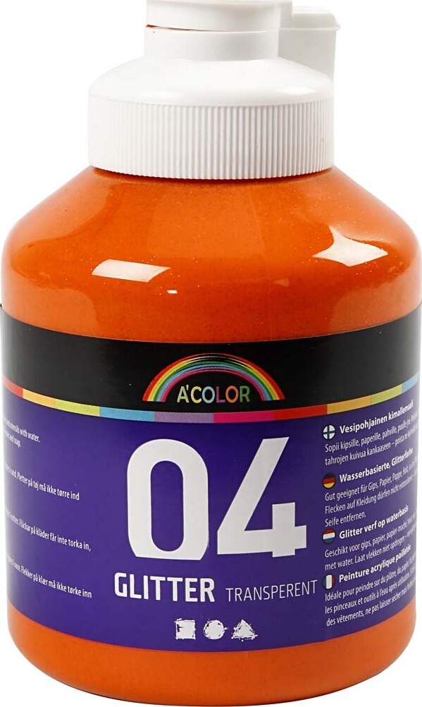 A-Color - Skole Akrylmaling - Glitter Sæt - 6X500 Ml