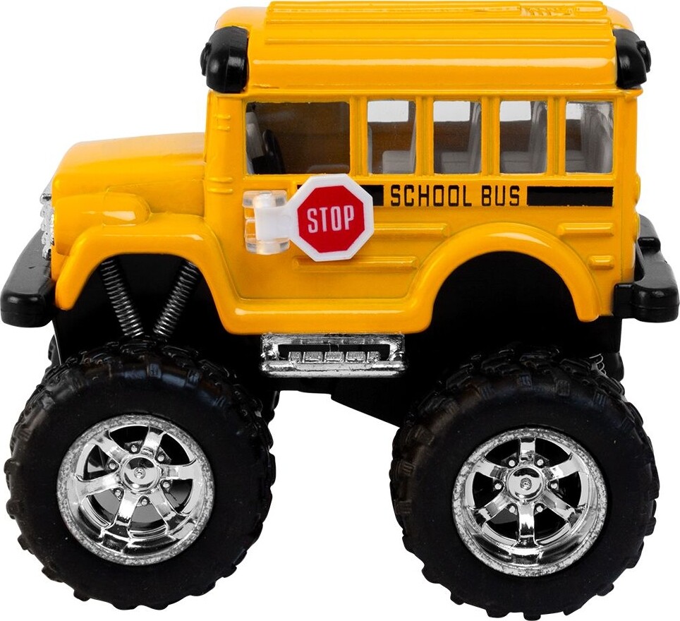Magni - Skolebus Monster Truck Legetøj - Med Pull-Back