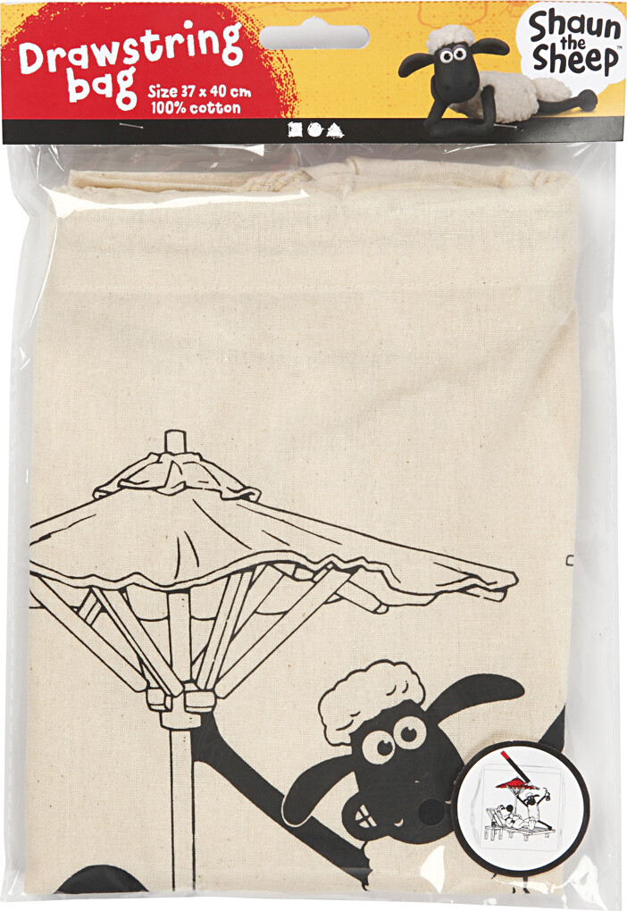 Stofpose Med Snor - Diy - Mal Selv - F For Får - 37X40 Cm