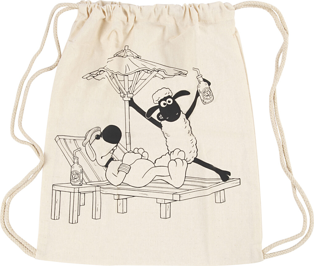 Stofpose Med Snor - Diy - Mal Selv - F For Får - 37X40 Cm