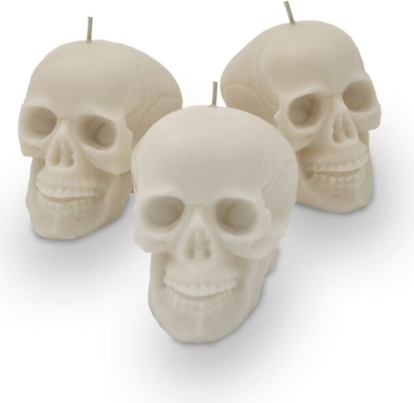 Halloween Stearinlys - Dødningehoved - 3 Stk - Mikamax