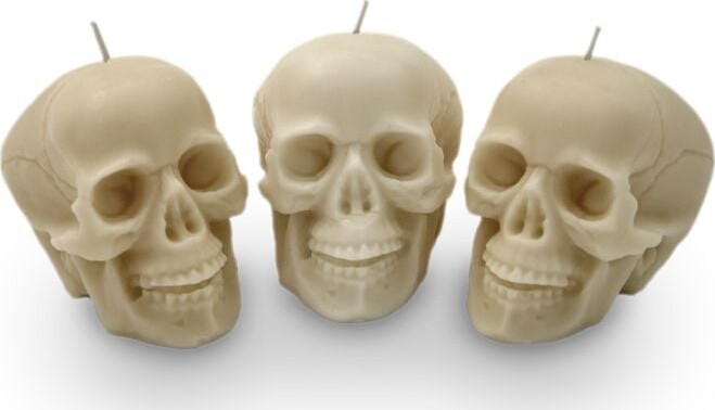 Halloween Stearinlys - Dødningehoved - 3 Stk - Mikamax