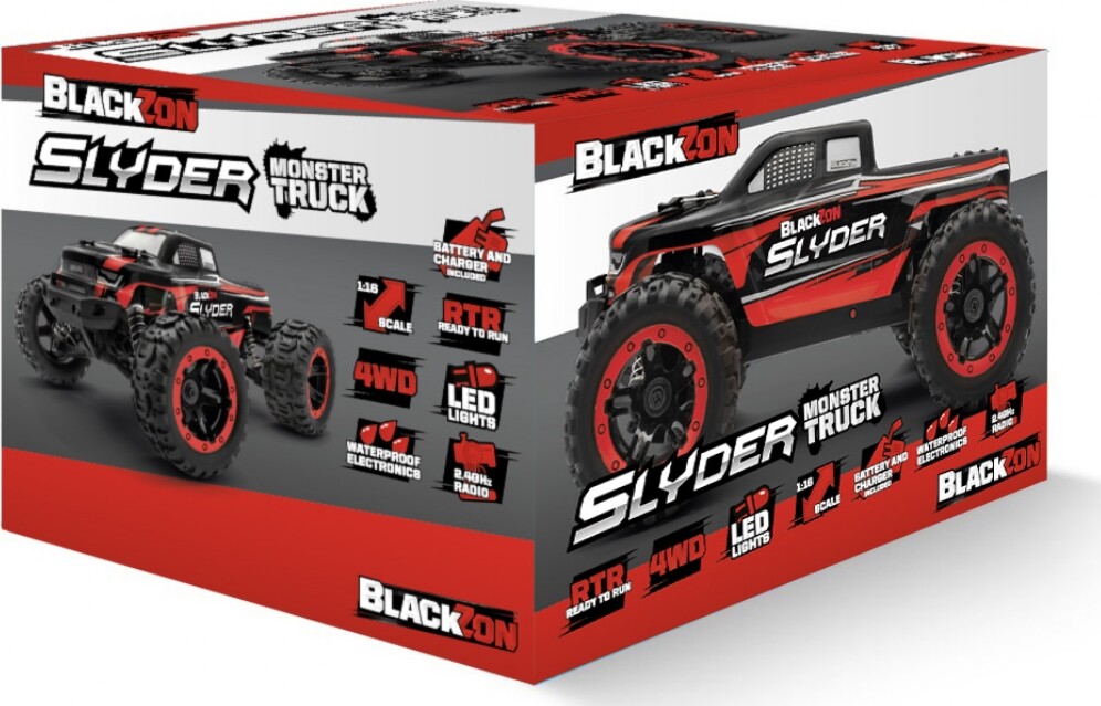 Blackzon - Slyder Monster Truck Fjernstyret - 1 16 - Rød