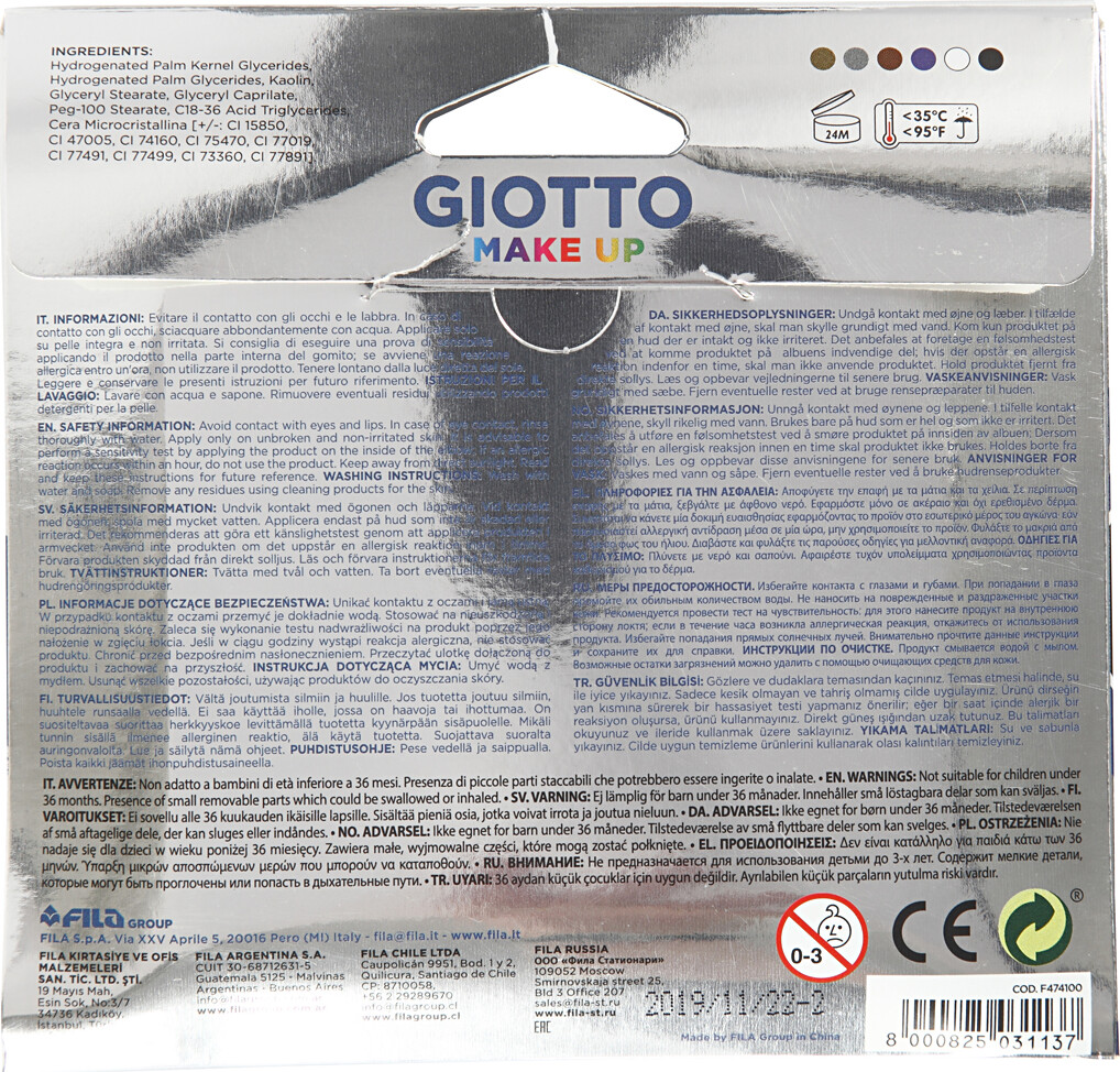 Giotto Make Up - Sminkeblyanter Til Ansigt Og Krop - 6 Farver