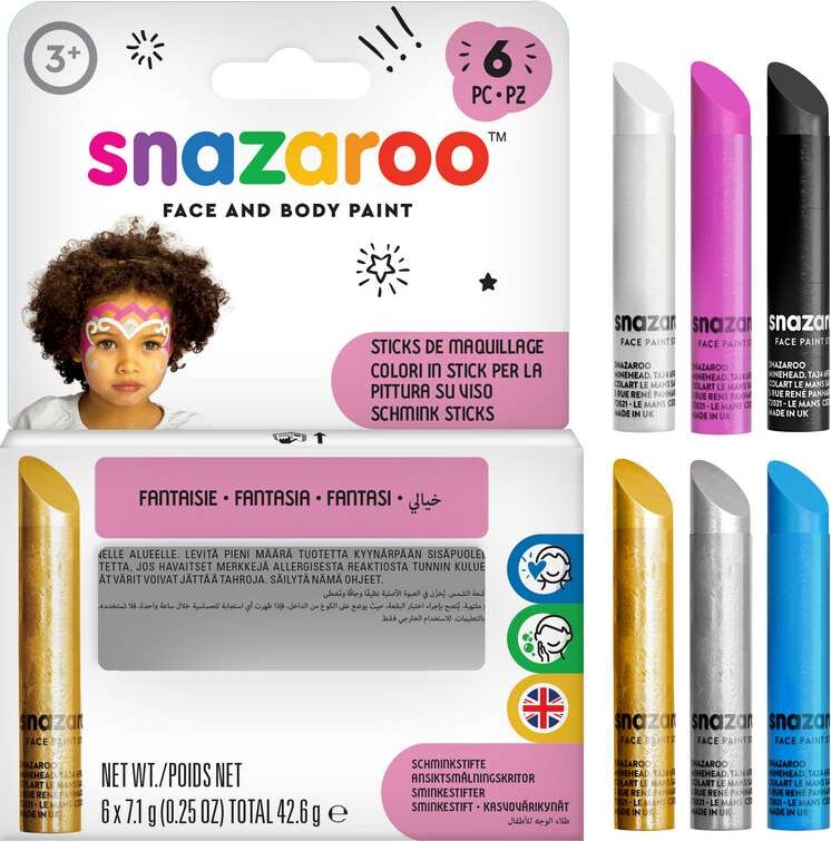 Snazaroo - Ansigtsmaling Stifter - Lyserød - 6 Farver