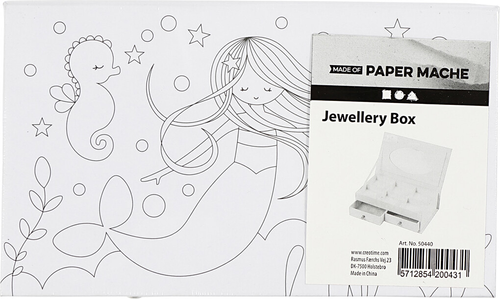 Smykkeskrin Til Børn - Havfrue - Mal Selv - Hvid