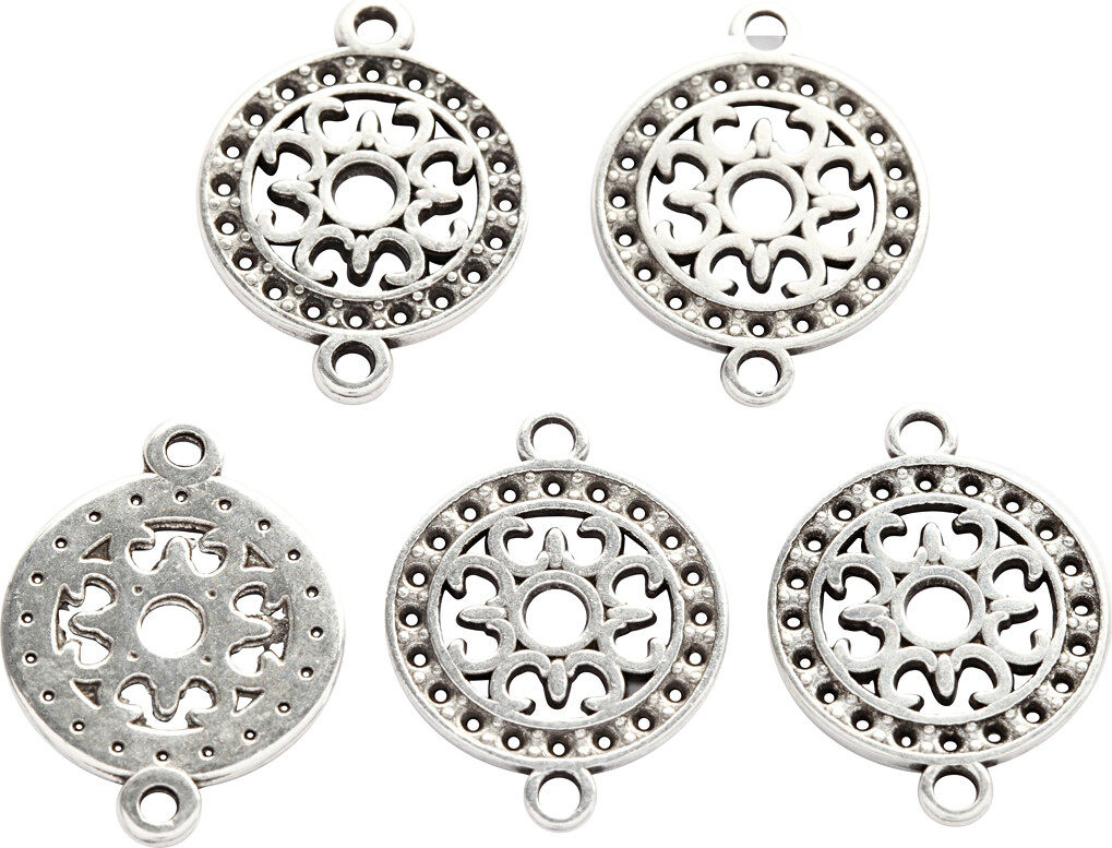 Smykkevedhæng - Ø 14 Mm - Hulstr 1 2 Mm - Forsølvet - 5 Stk