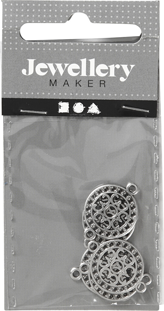 Smykkevedhæng - Ø 14 Mm - Hulstr 1 2 Mm - Forsølvet - 5 Stk