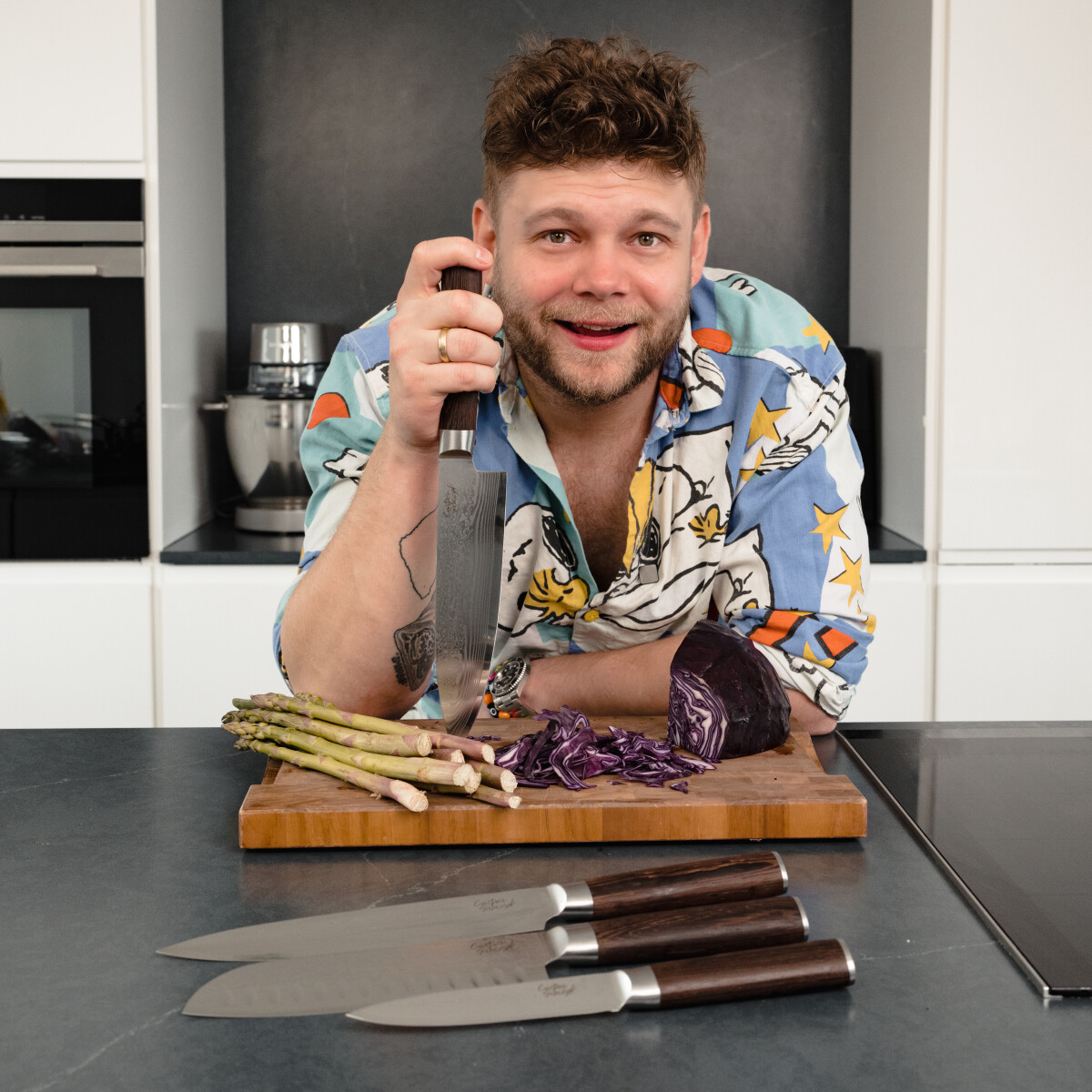 Casper Sobczyk - Damaskus Kokkekniv - 20 Cm - Stål