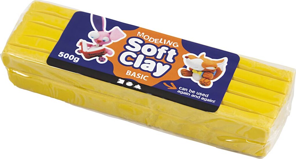 Soft Clay - Modellervoks - Gul - 500 G