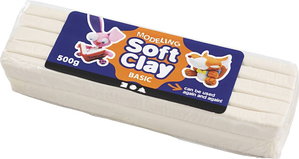 Soft Clay - Modellervoks - Hvid - 500 G