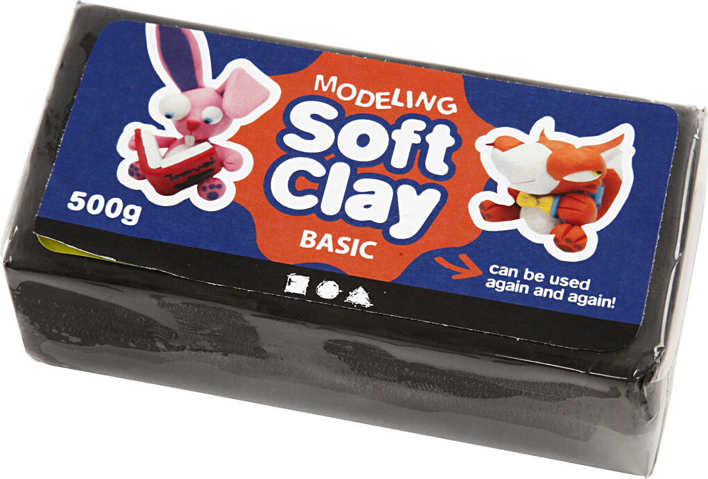 Soft Clay - Modellervoks - Sort - 500 G